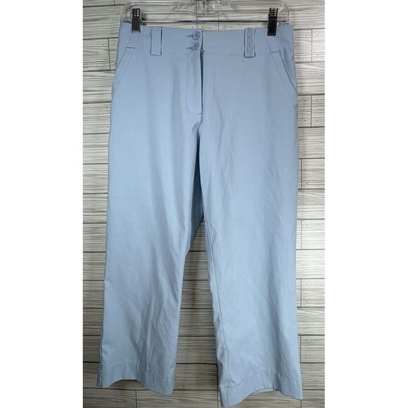 Nike Dri Fit Women's Capri Golf Pants Size 2P Baby Pink‎ Polyester Spandex Blend - Picture 1 of 9